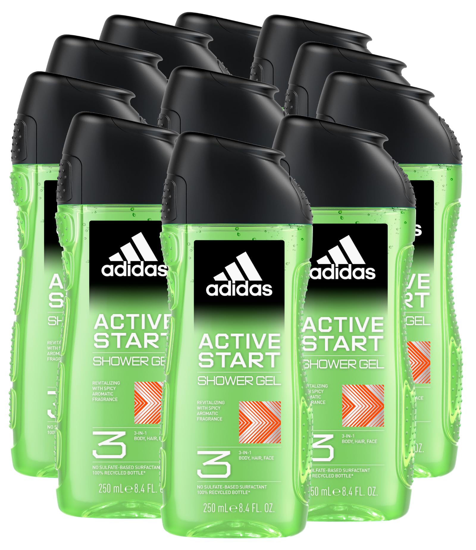 Adidas, Active Start Gel Doccia Bagnoschiuma 3 in 1 per Corpo, Capelli e Viso, 400 ml