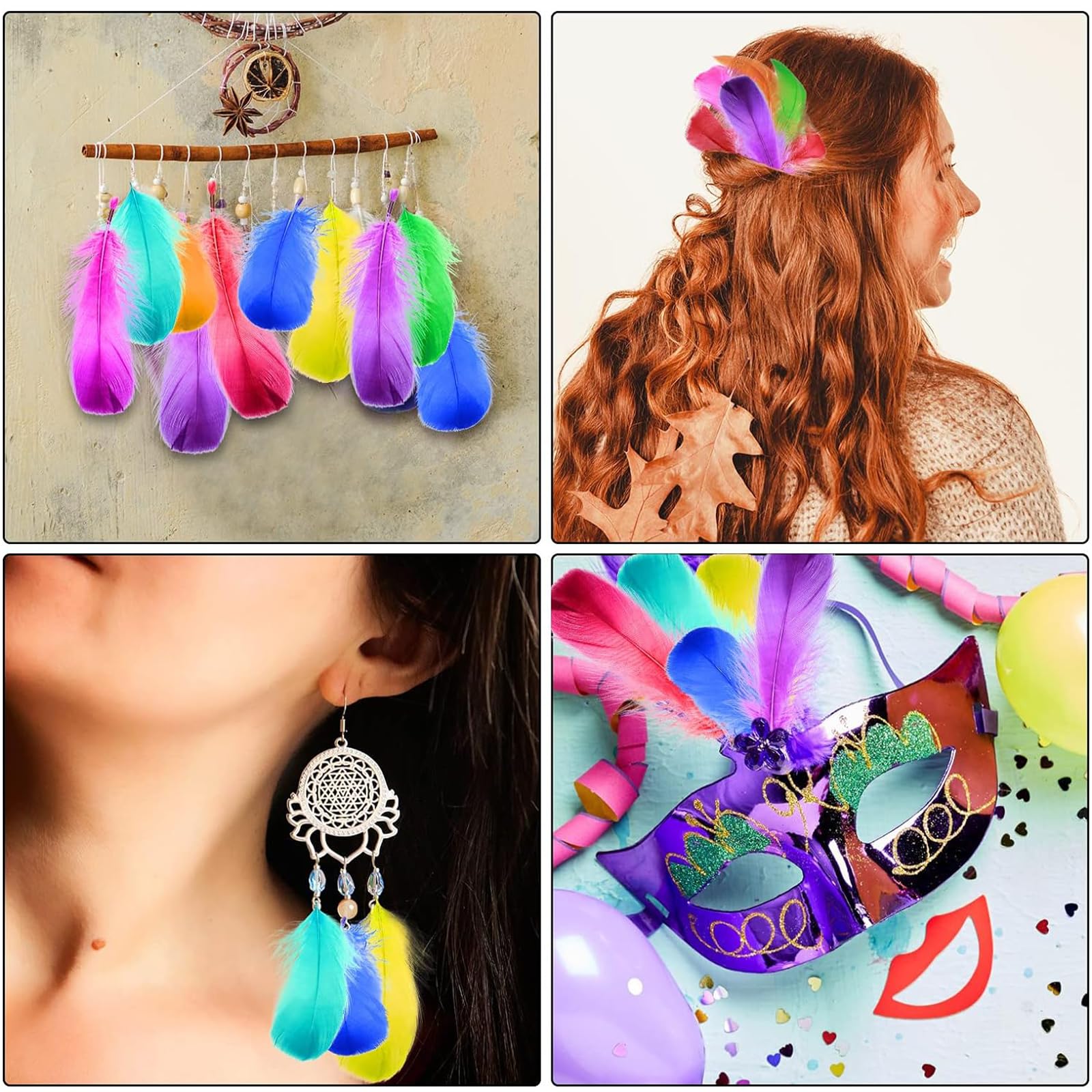 200 Piume Colorate Per Lavoretti - Decorazioni Per Carnevale, Fai Da Te, Festive - Foto 12