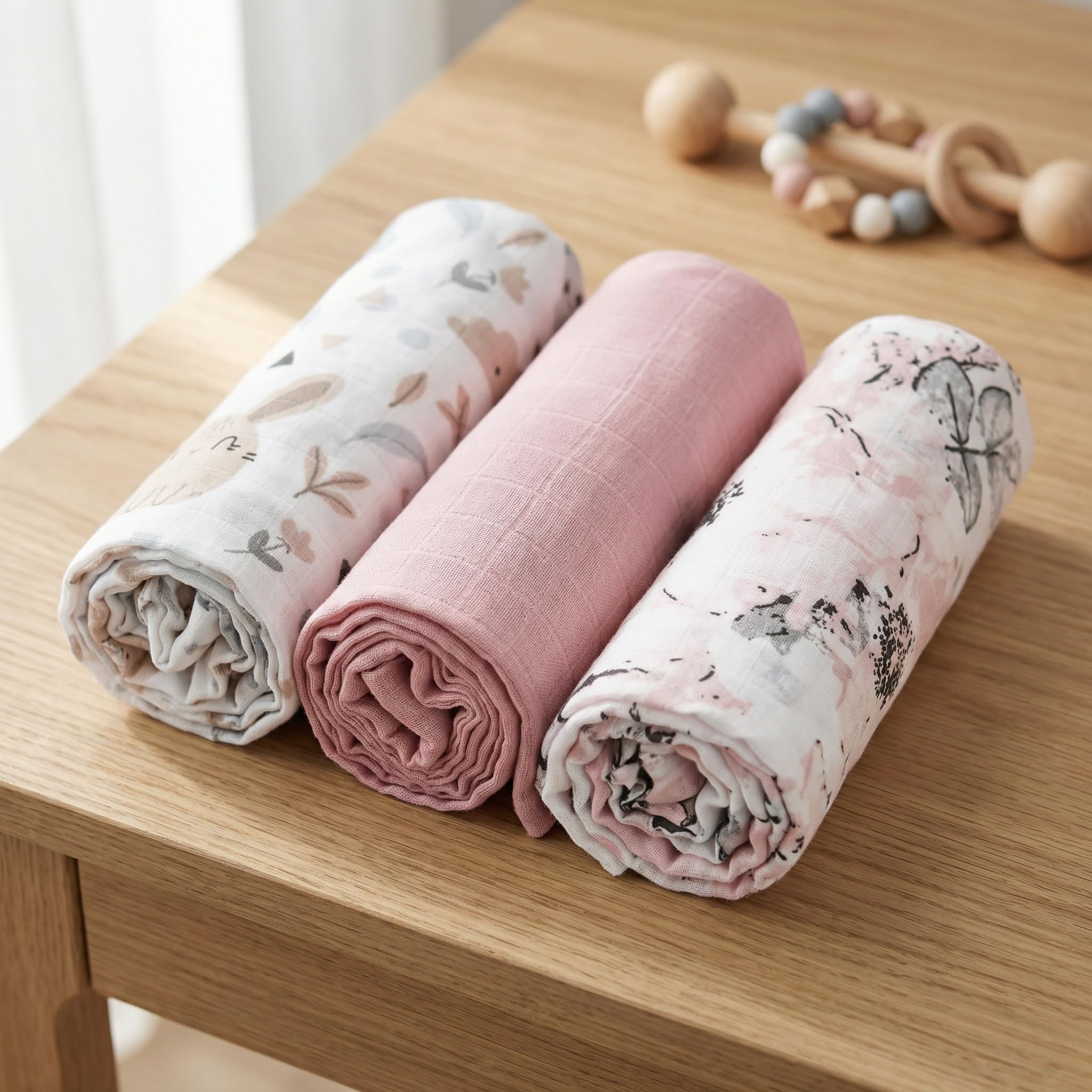 BABYSAFE Mussole Neonato Cotone Biologico 80x70cm Pacco da 3 Certificato OEKO-TEX Made in Europe