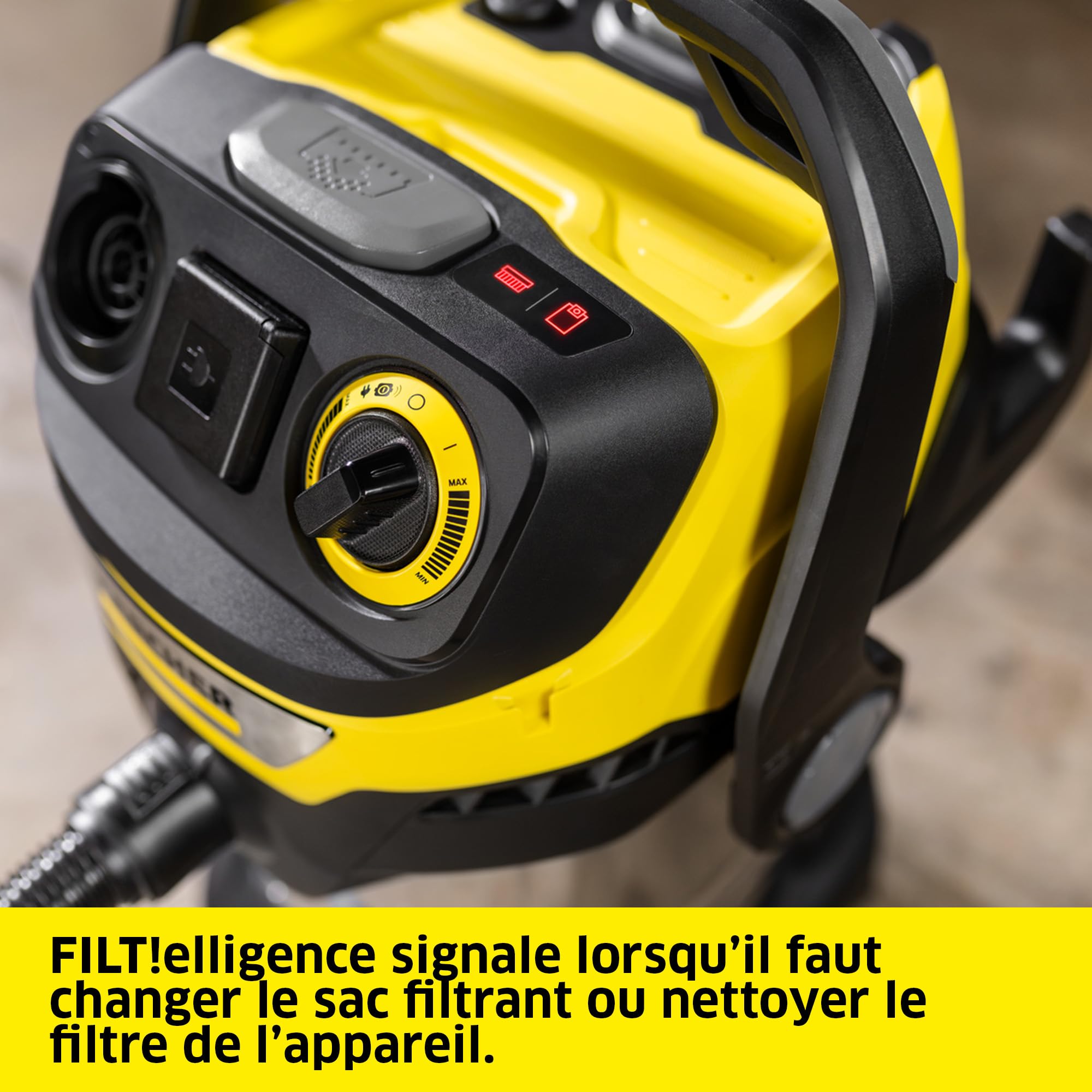 KÄRCHER Aspirateur Eau & Poussière WD 7 Control P S, 1400W, Cuve 30L, Flexible 3.5m. Télécommande 2en1, Nettoyage Filtre, Prise asservissement, Buses & Sacs. Soufflerie, Puissant et Intelligent