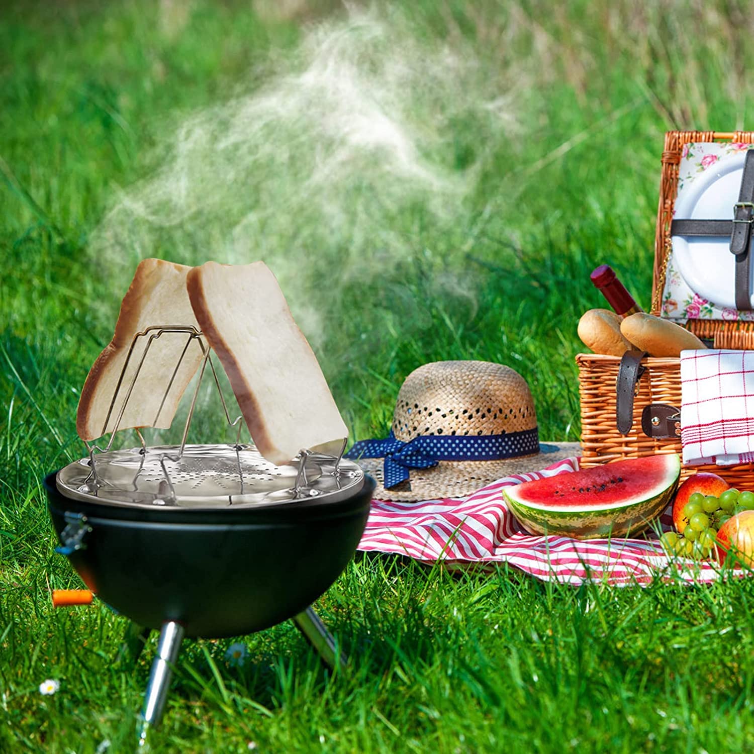 mizikuu 4 Tranches Toast Plateau, Pliante Grille-Pain Chromé Grille Pain Gaz de Camping Toast Rack Accessoires de Camping pour Extérieur, Pique-Nique, Famille, Camping mizikuu 4 Tranches Toast Plateau, Pliante Grille-Pain Chromé Grille Pain Gaz de Camping Toast Rack Accessoires de Camping pour Extérieur, Pique-Nique, Famille, Camping