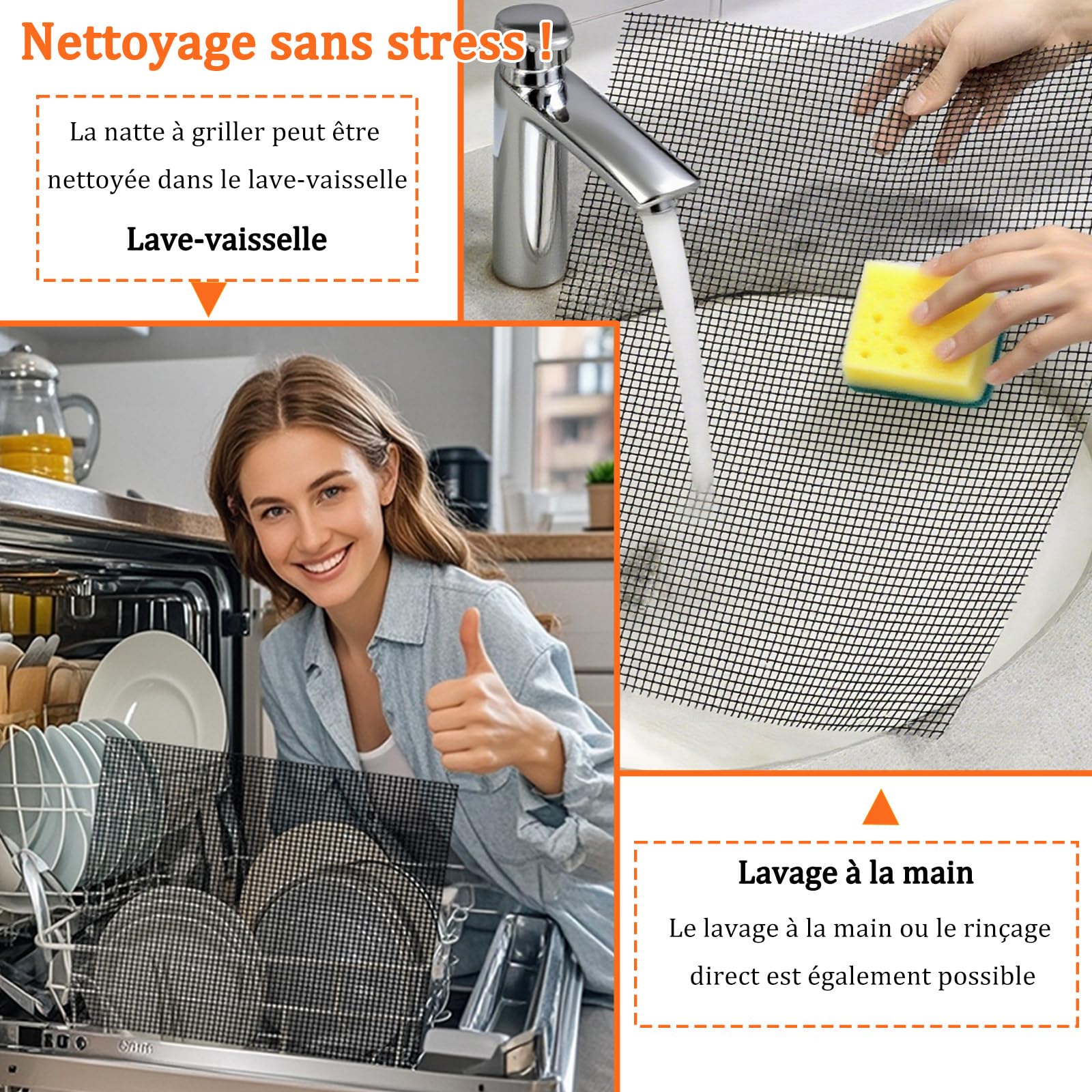 Grille Barbecue découpable 42x36 cm Tapis de Cuisson Réutilisables Anti-adhésif pour Gril électrique Gaz Charbon