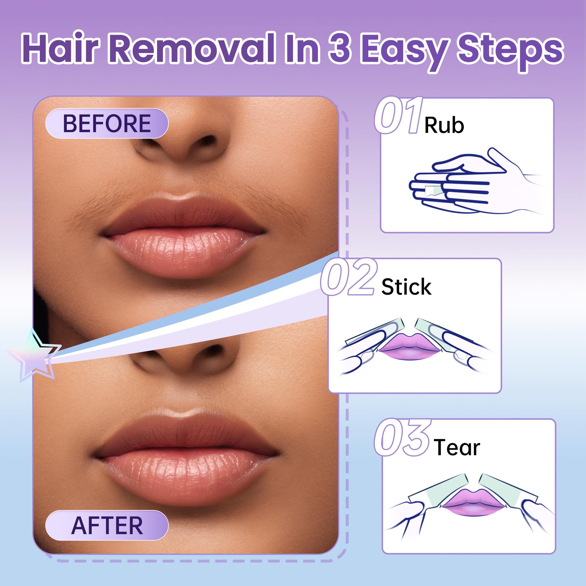 Gigi Strips Face Hair Removal 12 Strips (24 Applications) (3 Pack)