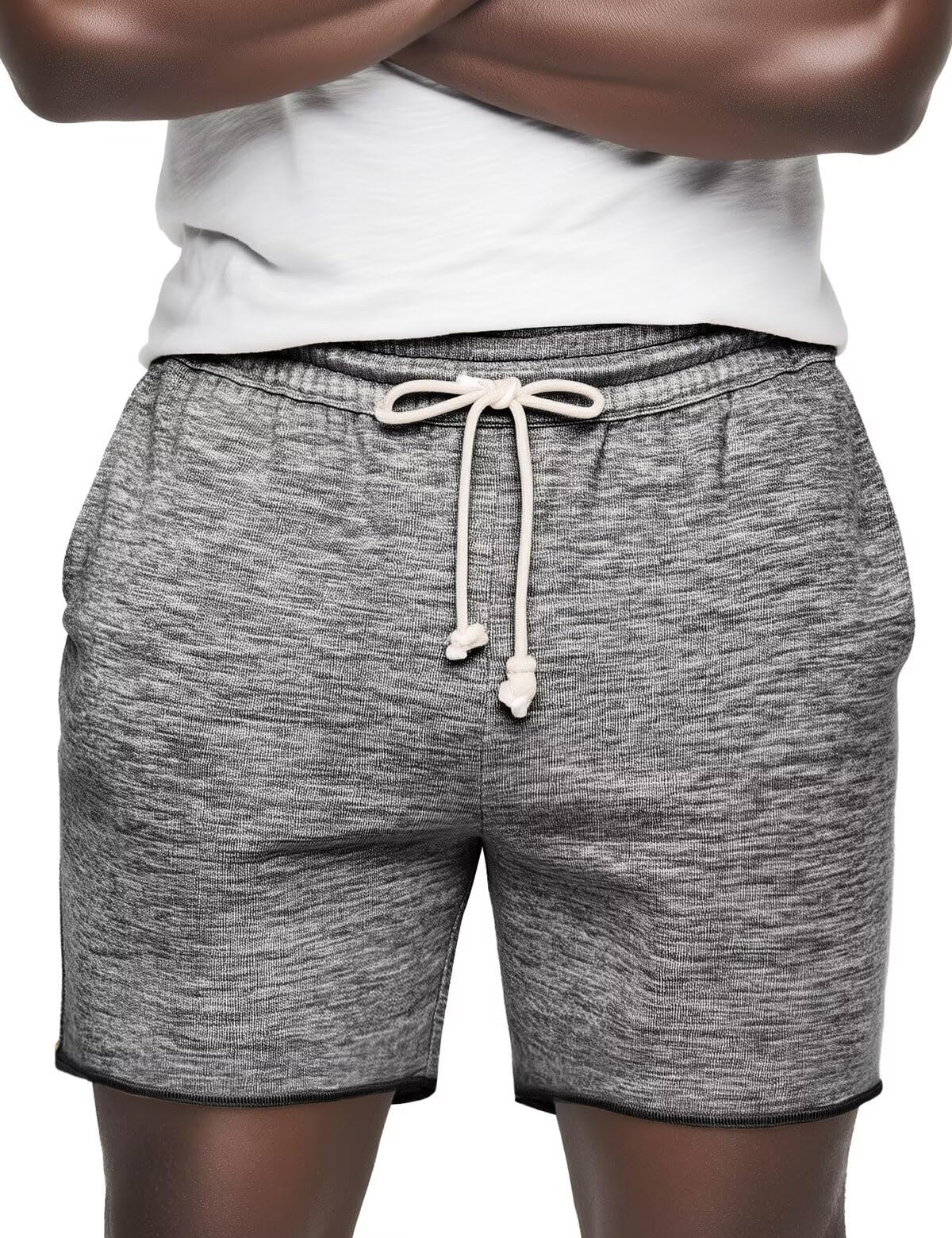 Mens Lounge Shorts Knit Terry Cloth Drawstring Athletic Sweat Shorts with Pockets 6 Inch