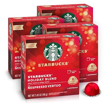 Starbucks by Nespresso Vertuo, Holiday Blend, 32-count Coffee Pods, Brews 7.8 oz.