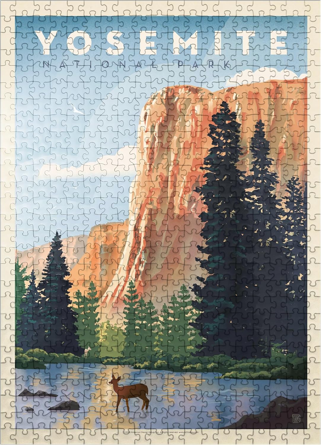 MyPuzzle Yosemite National Park: in The Shadow of El Capitan, Vintage Poster - Premium 1000 Piece Jigsaw Puzzle for Adults