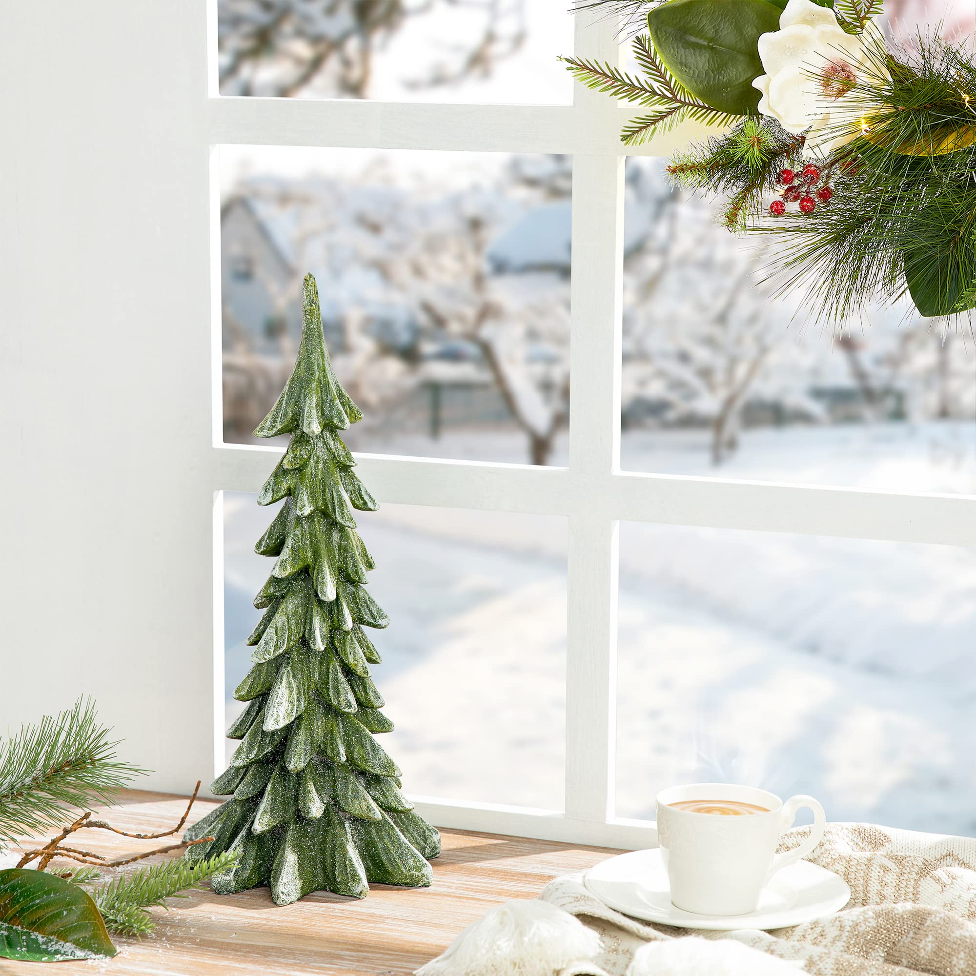 Amazon.com: glitzhome Hand-Painted Resin Christmas Tree Tabletop