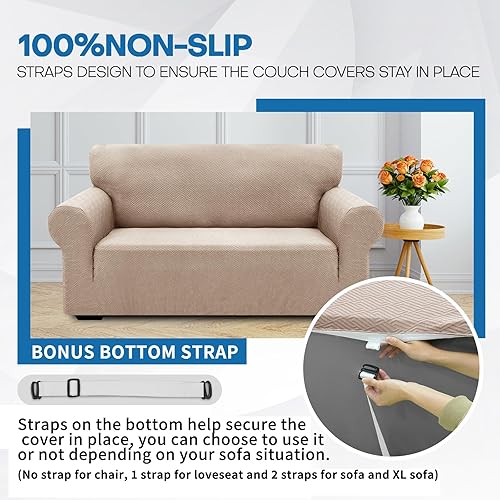 Miniatura 5 de XINEAGE 2025 Nueva Funda Extra Grande para Sofá de 3 Cojines (91"-110") 1 Pieza Elástica Sobretamaño Fundas para Sofá Jacquard Protector de Muebles