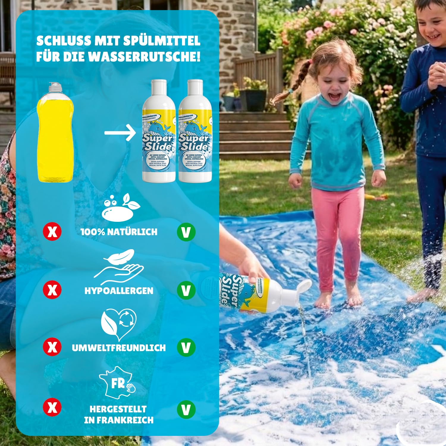 Super Slide Naturseife Extra Rutschig 1L Hypoallergen Wasserrutschmatte