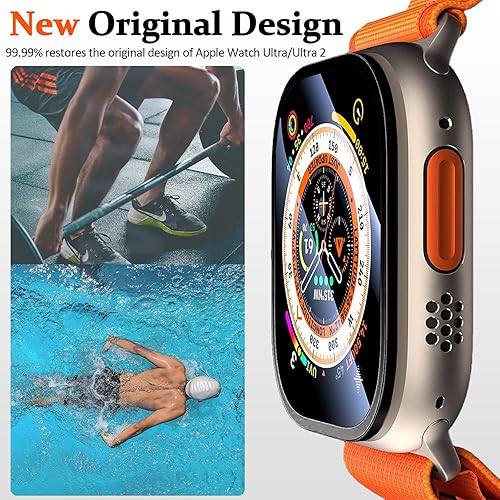 Miniatura 7 de Miimall Paquete de 2 protectores de pantalla de titanio para Apple Watch UltraUltra 2 de 1.732 pulgadas, marco de titanio + vidrio templado de