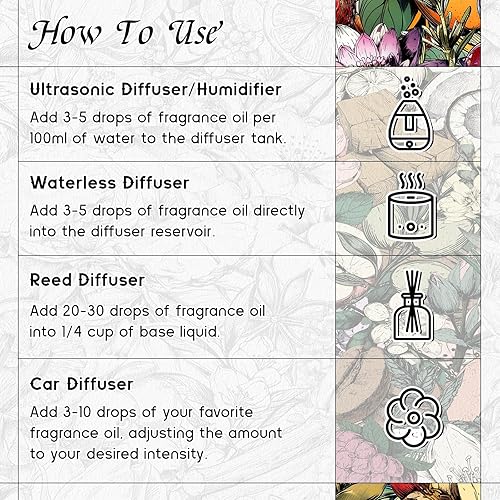 Miniatura 8 de HIQILI Aceite difusor de flores acuosas para humidificador, mascotas y hogar, aroma de larga duración para espacios grandes, bricolaje y más, 0.34
