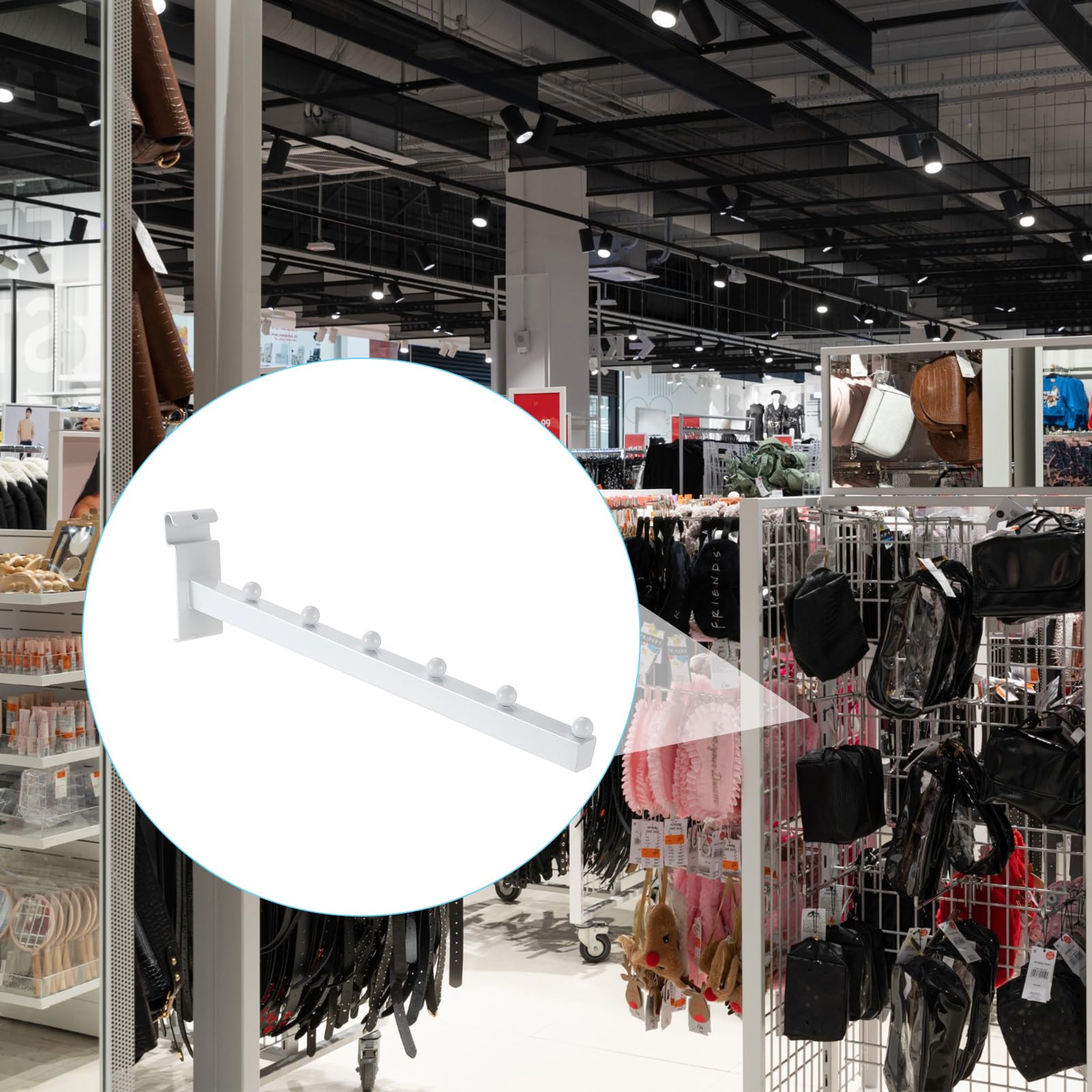 Zonon 10 Stück 6 Ball Wasserfall Gitter Wandaufhänger 30,5 cm Weiß Gitter Wandhaken Faceout Draht Display Rack für Präsentation Kleidung Einzelhandel Hemd Zubehör Haushaltswaren