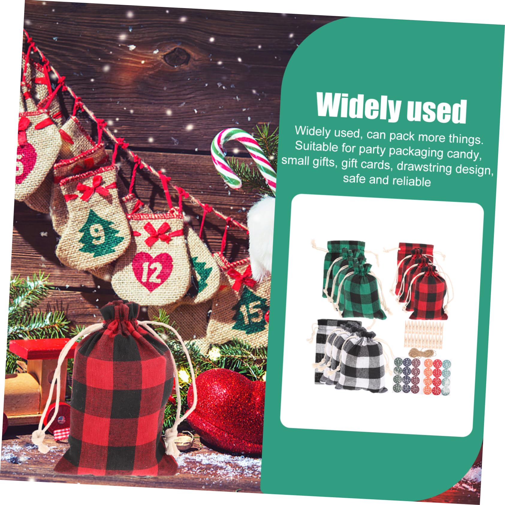 HAPINARY Sacchetti Regalo Di Natale Con Coulisse Sacchetti Per Caramelle e Cioccolatini Articoli Per Feste Con Design Tema Natalizio e Clip Adesiva
