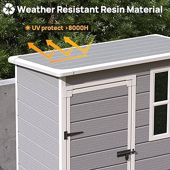 Dextrus Resin Outdoor Storage Shed, 5x4 FT, Waterproof, Lockable Door Window Waterproof