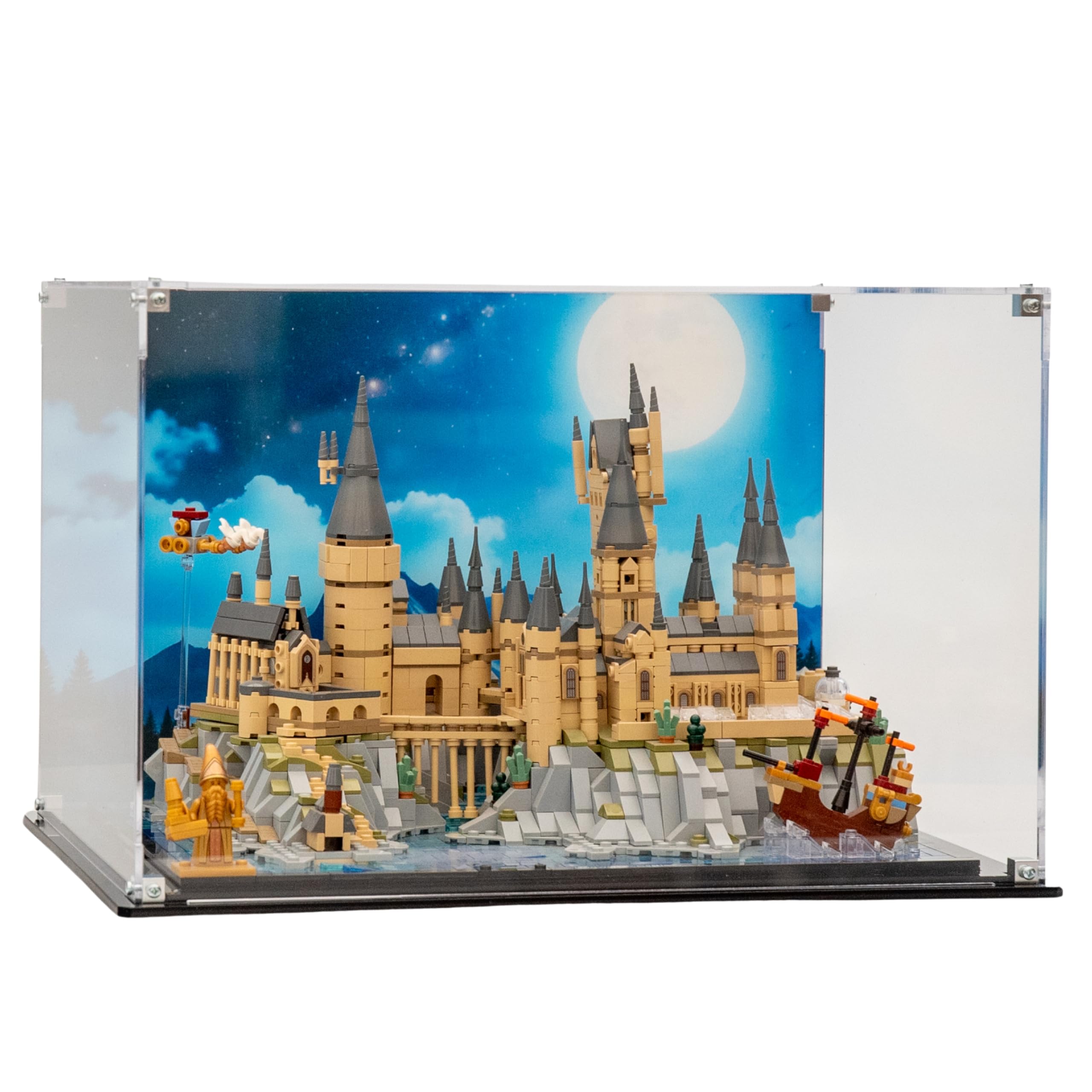 Acrylic Display Case compatible with LEGO® Harry Potter Hogwarts™ Castle and Grounds (76419) (Clear Back Panel)