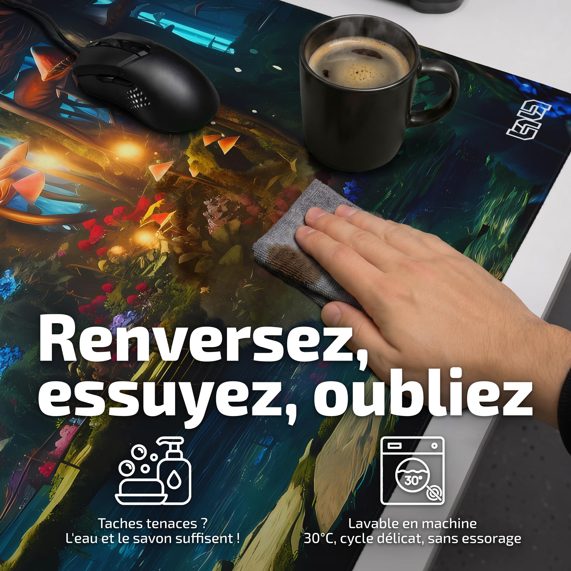 Tilt Grand Tapis de Souris Gamer XXL 90x40 cm | Tapis de Bureau Gaming Anti-Dérapant | Mouse Pad Imperméable pour PC et Accessoires Gaming (Mysterious Forest)