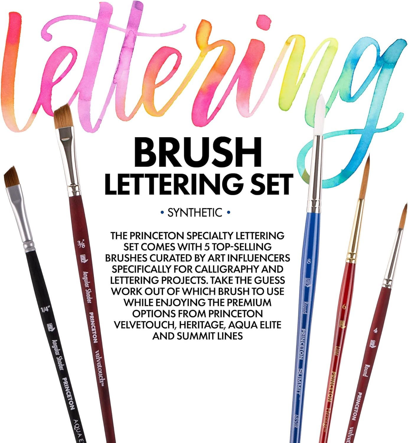 Princeton Lettering Brush Set, 5 Piece, 1 Count
