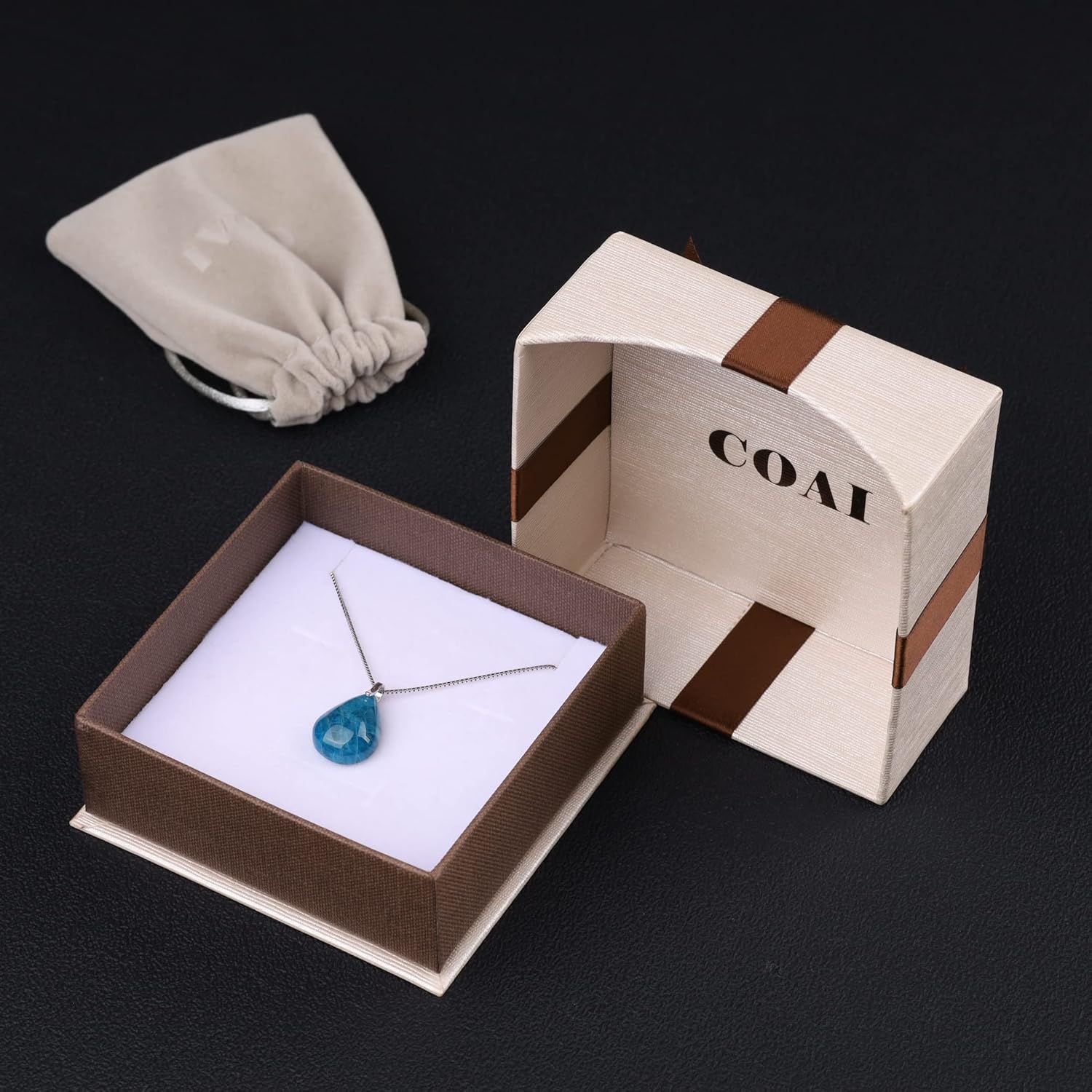 COAI Women's Silver Chain Necklace Teardrop Pendant Crystal Necklace for Women - Image 7