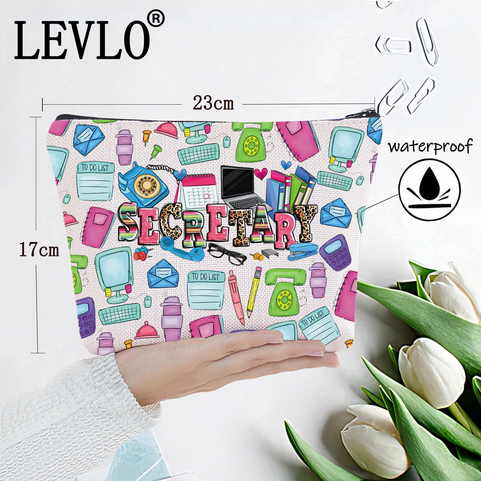 LEVLO Secretary Cosmetic Makeup Bag Secretary Appreciation Gift Secretary Retirement Zipper Pouch Bag Secretary Definition Merchandise Secretary Bag - Image 2