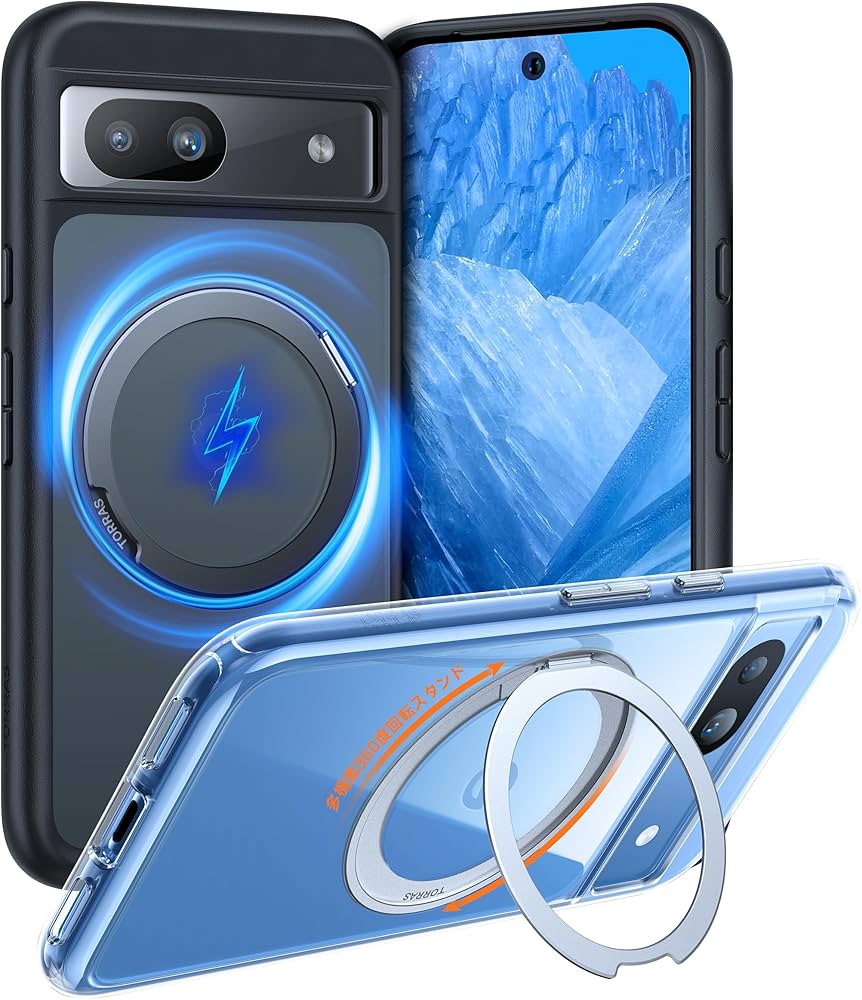 iPhone用ダークブルーケース 360度回転スタンド Amazon.co.jp: 【360度回転スタンド・縦横両対応】KATSUTOYO い