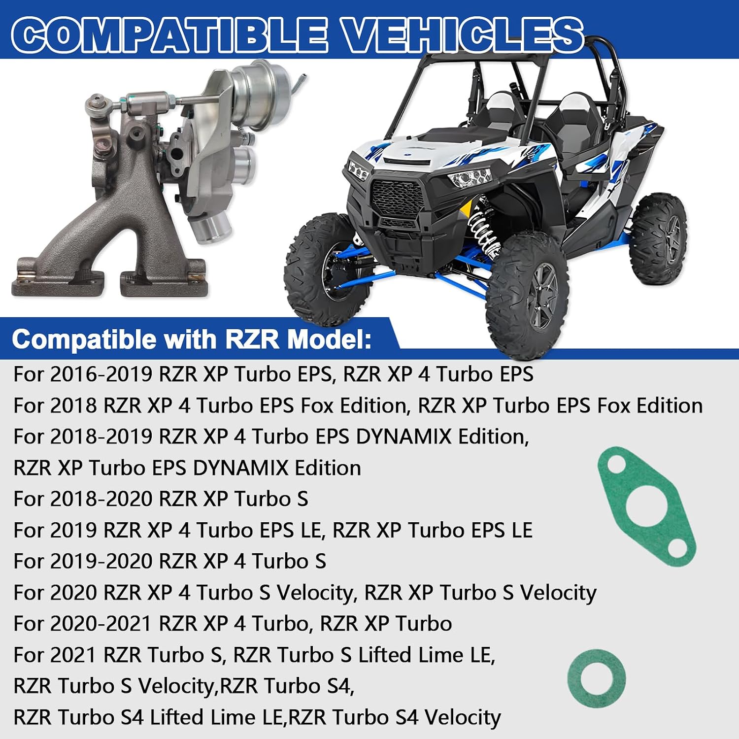 3023297 Turbo Turbocharger Compatible with Polaris 2016-2021 RZR XP 4 Turbo Dynamix EPS Fox LE, 19-21 RZR XP 4 Turbo S, 20-21 RZR Turbo S, Replace # 1205689 51628-0047