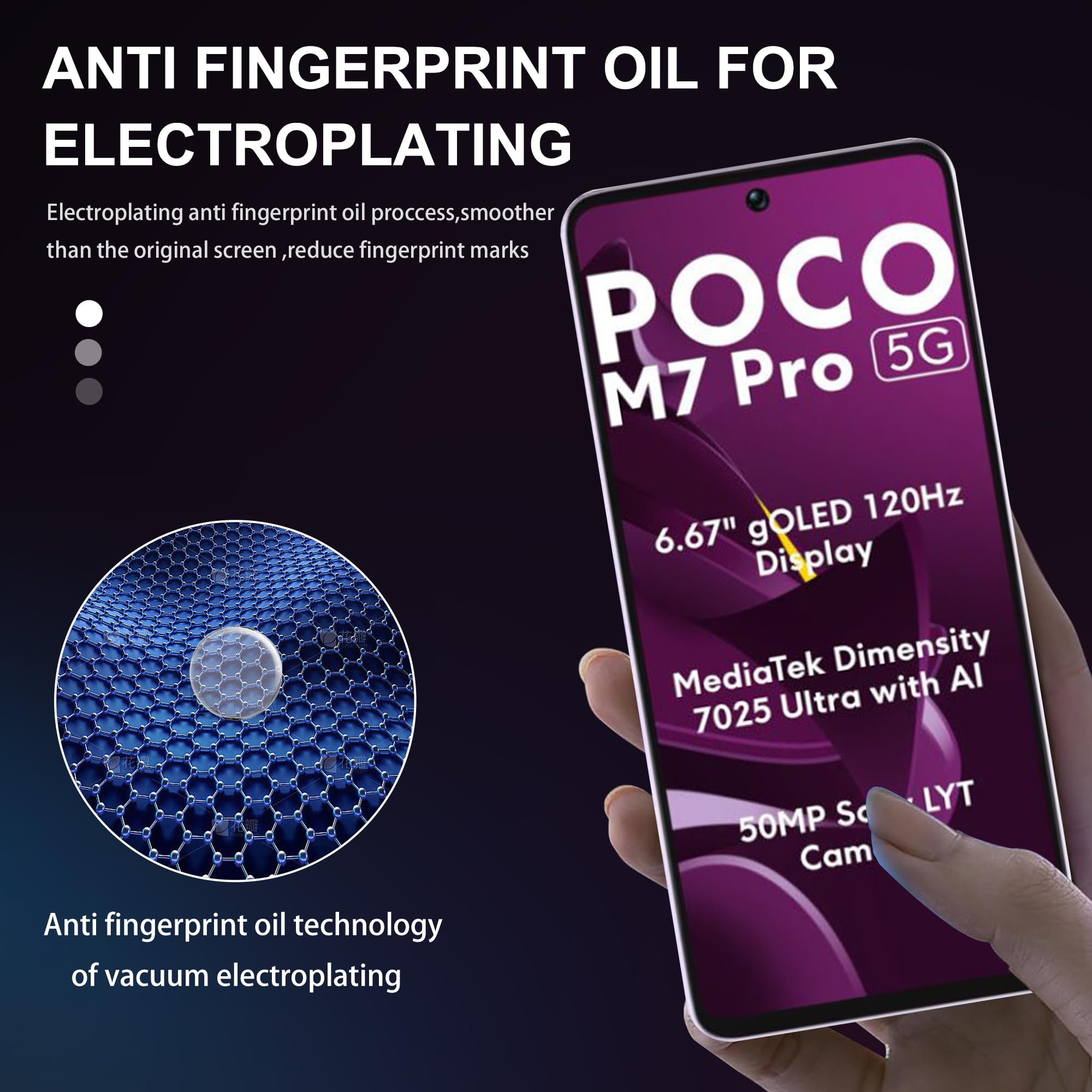 GEEMEE per Xiaomi Poco M7 Pro 5G Pellicola Vetro Temperato, 2 Pezzi Pellicola Protettiva + 2 Pezzi Pellicola Fotocamera, 9H Anti Graffi Anti- Impronte Protettiva Protezione Screen Protector