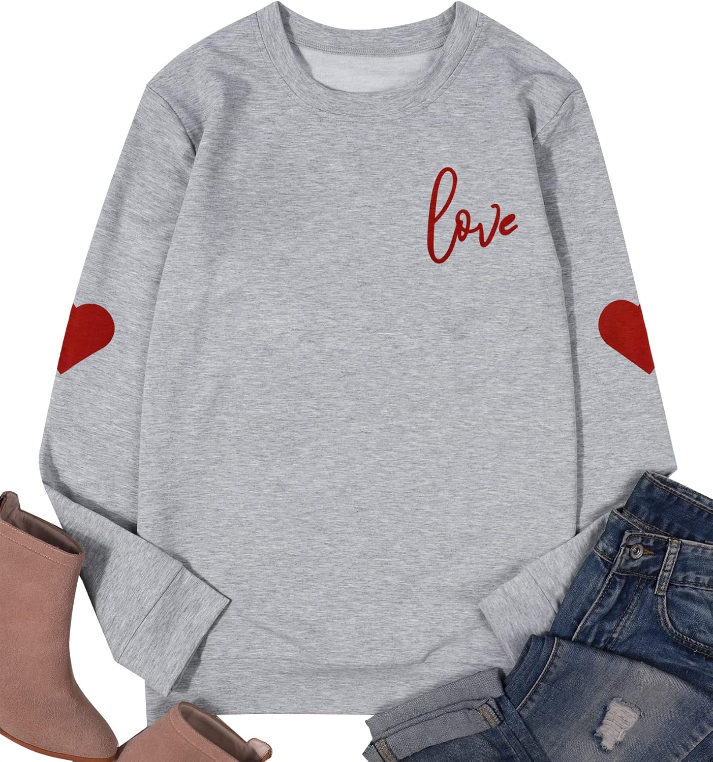 AIIWEIS Valentine Sweatshirt for Womens Love Heart Grahic Long Sleeve Shirt Casual Valentines Gifts Pullover Tops - Image 4