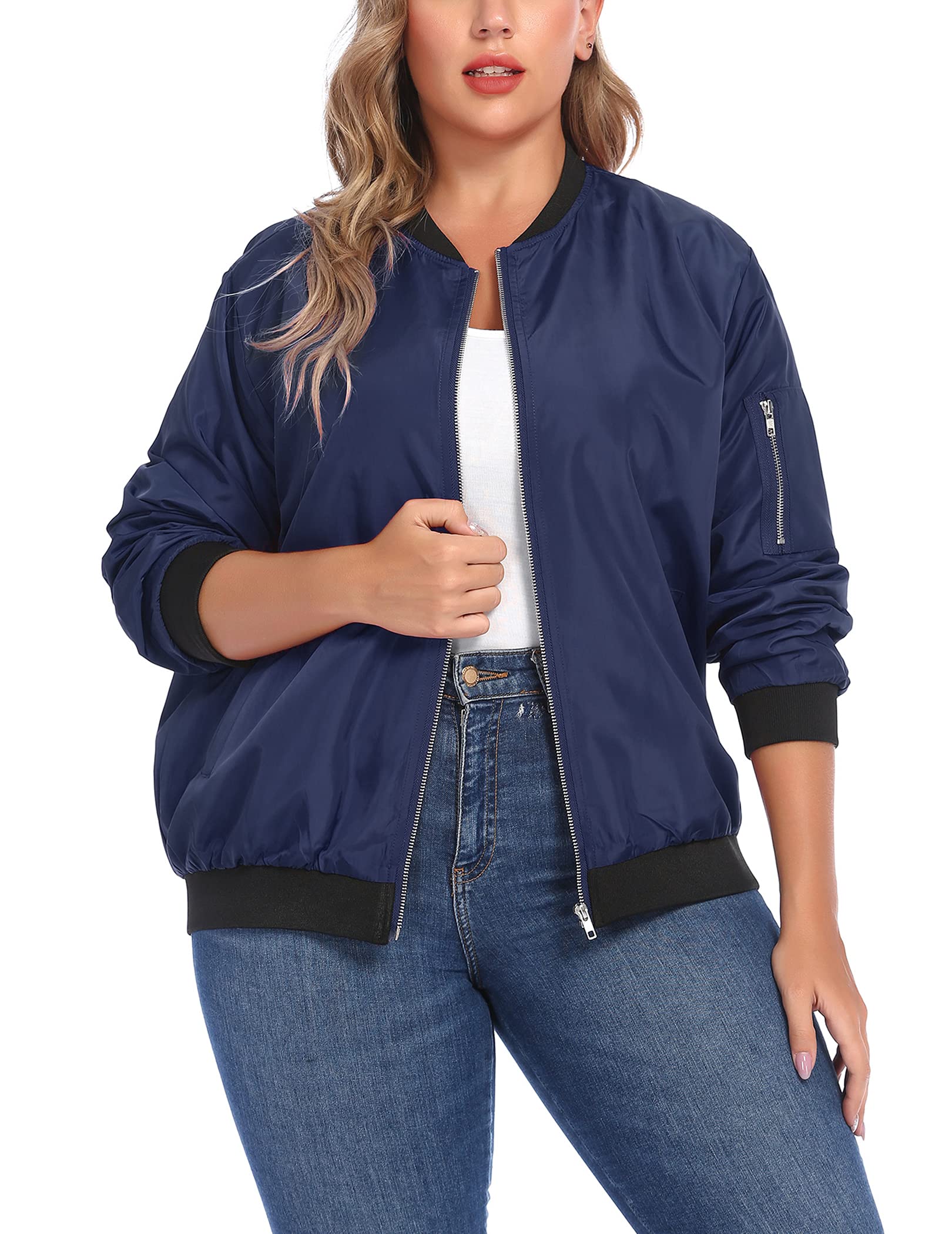 Involandwomens Jacket Plus Size Bomber Jackets Lightweight With