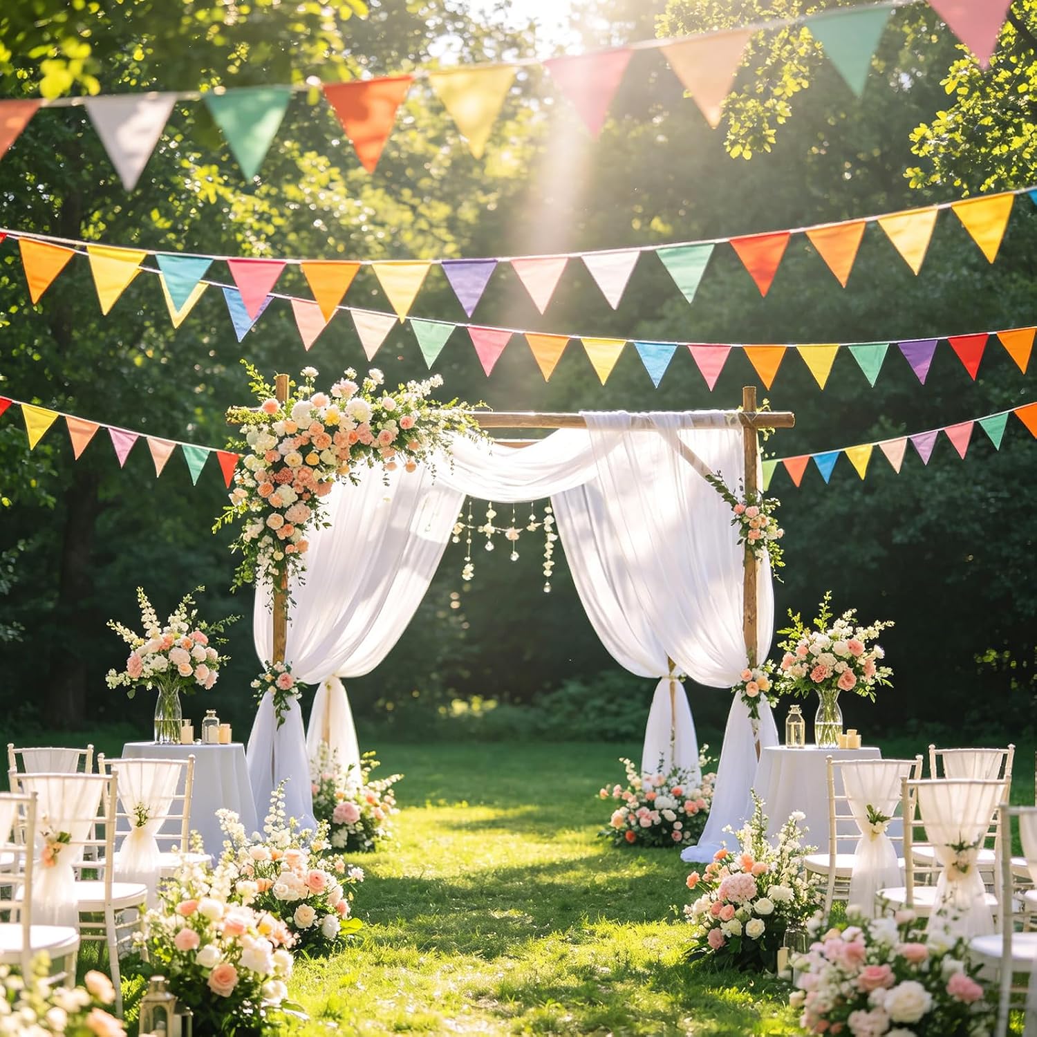 6 Pack 72Pcs Felt Rainbow Pennant Banner, Multicolor Triangle Bunting String Flag Garland for Birthday Party Decoration, Baby Shower, Classroom Decor, Indoor Outdoor Decorations