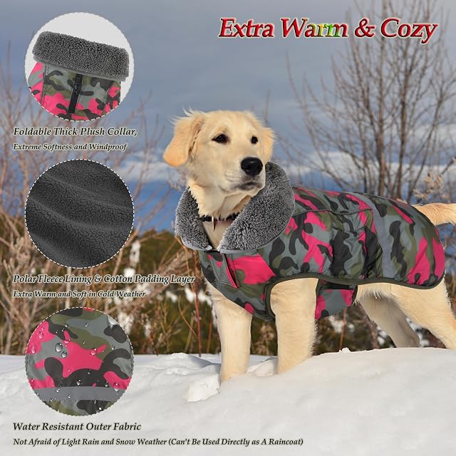 Foto 2 de 7 de Dogcheer Abrigo cálido para perro, chaqueta impermeable reflectante ajustable para perro