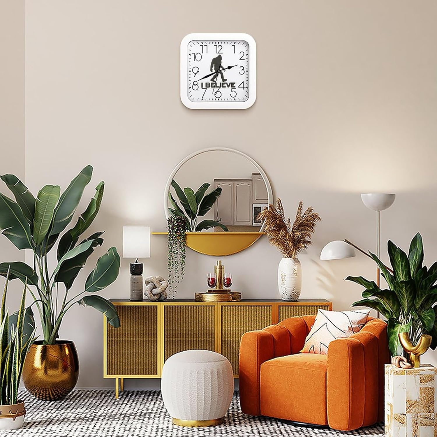 I Believe Bigfoot Square Clock Modern Wall Clock Wall Art for Home Decoration