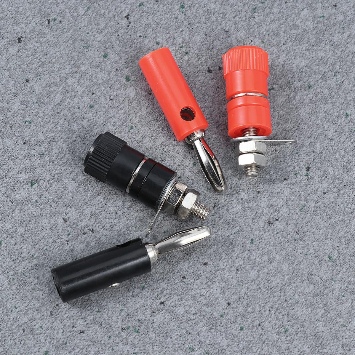 Set da 10 Paia Connettori Banana per Apparecchi Meccanici e Strumenti, Placcati in Rame, Tipo Vite Foro Laterale, Rosso e Nero, Buona Conducibilità Elettrica