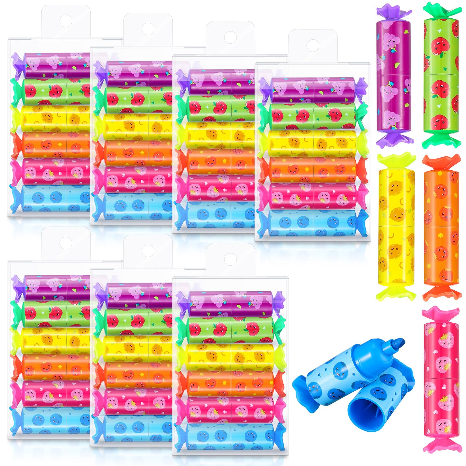 Tenare Mini Resaltadores en Forma de Caramelo Bombón Subrayador de Rayar en Texto Rotulador Bonito Marcador Fluorescente para Niño Fiesta Cumpleaños Tarjeta Póster Dibujo Aula Oficina Suministro (48)