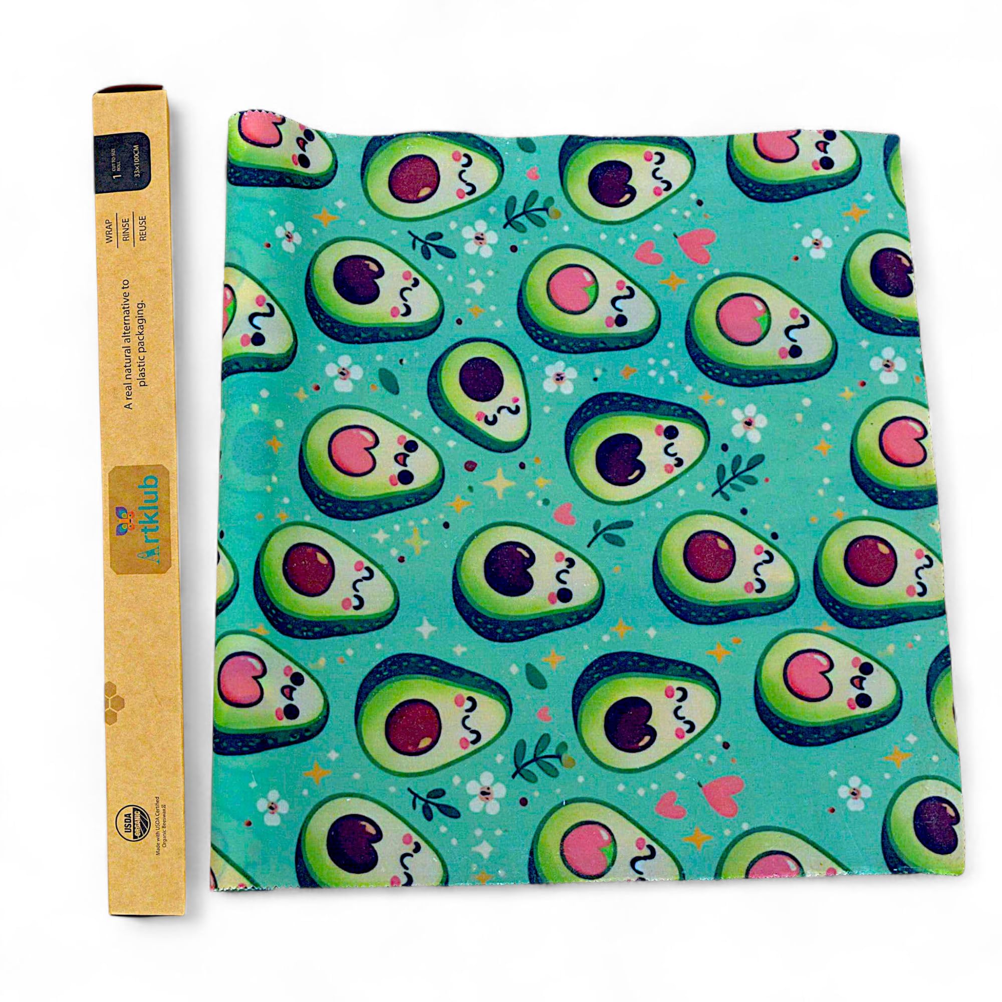 – Beeswax Wrap Roll – Reusable Food Wrap, Sandwich Wraps, Wax Wraps for Food, Large Eco-Friendly Beeswax Food Wrap, Organic and Sustainable Kitchen Wrap (Avocado)