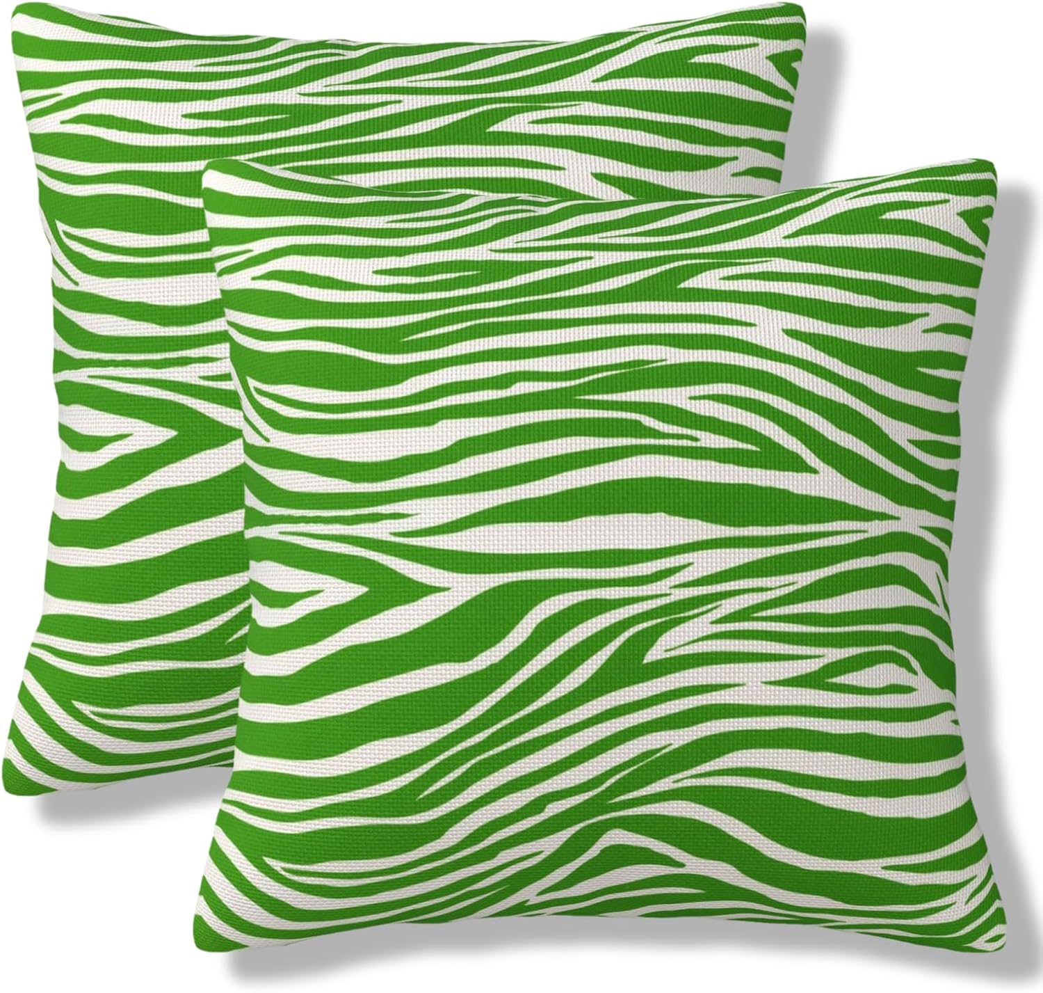 Zebra Green Throw Pillow Covers Wild Animal Skin Pattern Pillow Cover 18x18 Inch Set of 2 Zebra Stripes Square Pillowcase Decorative Cushion Cases for Couch Sofa