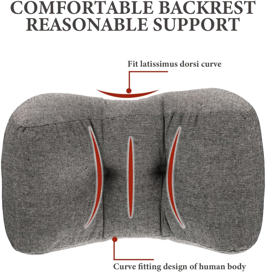 Lumbar Support Pillow for Car and Office Chair Ergonomic Lower Back Cushion for Pain Relief Comfortable Waist Pillow for Driving and Sleeping Black