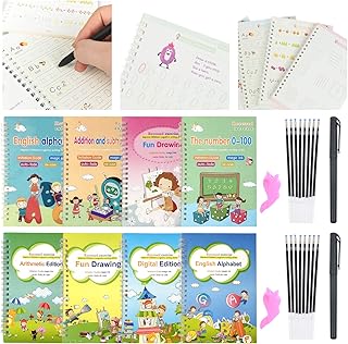 28 Pack Magic Copybook for Kids Reusable Writing Practice Book Practic Print Handwiriting Workbook Calligraphic Letter Writing (Style2)