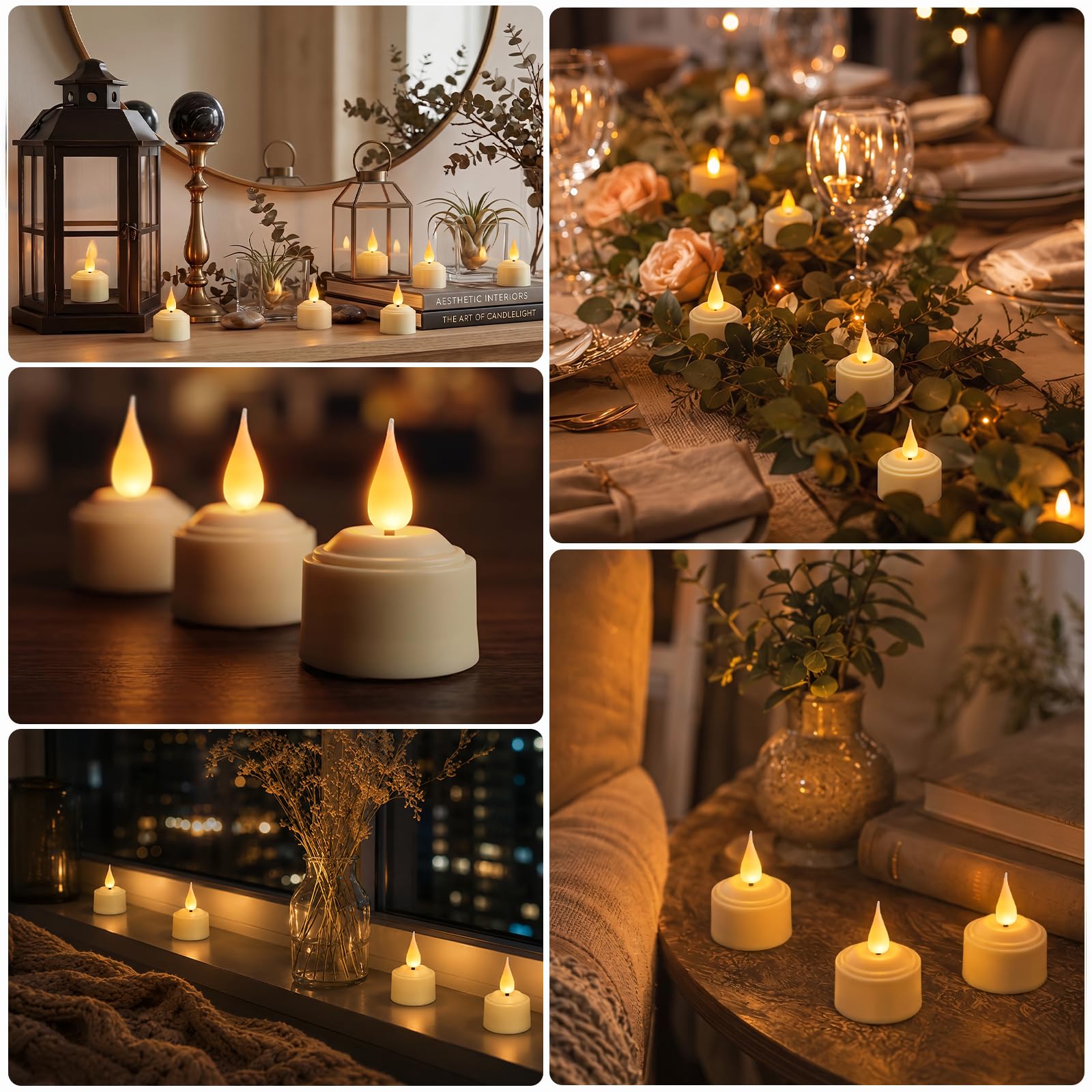 Lámparas de Té LED Recargables con Mando a Distancia, 200H, Temporizador, Llama Parpadeante, Regulables – Ideales para Fiestas, Salón y Decoración Navideña