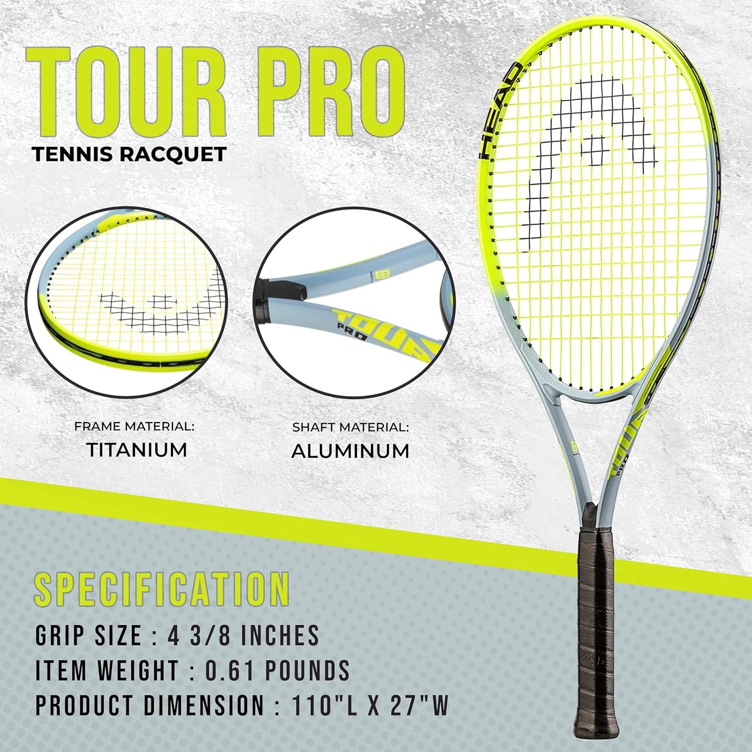 Amazon.com: Head Nano Titanium Tour Pro - Raqueta de tenis doble