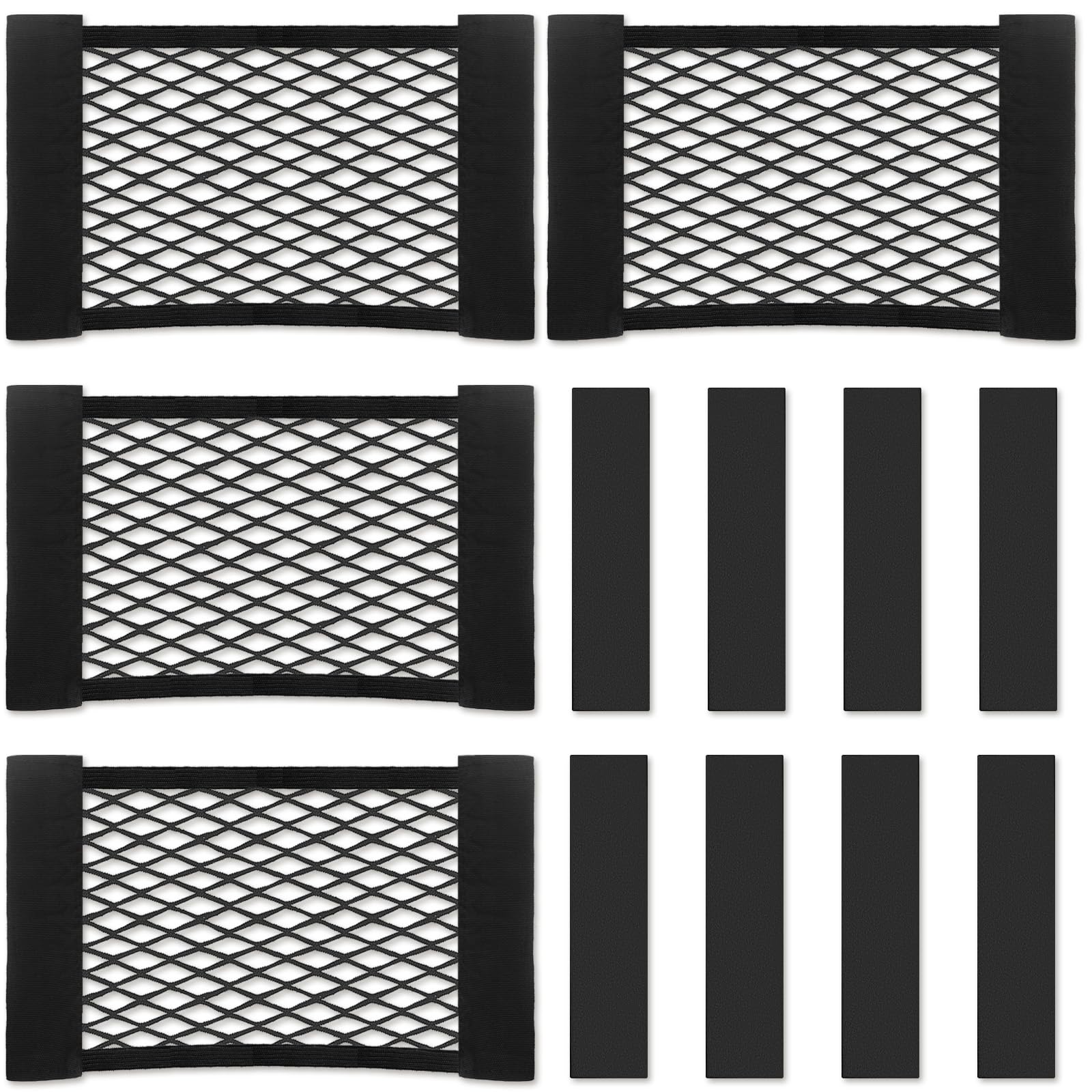 4 Stück Gepäck-Aufbewahrungsnetz, universelles Netz, Wohnmobil-Netz, Wandaufkleber, Organizer, elastisches Wohnmobil-Aufbewahrungsnetz, kleines Automobil-Gepäcknetz mit Klebeband-Aufklebern für