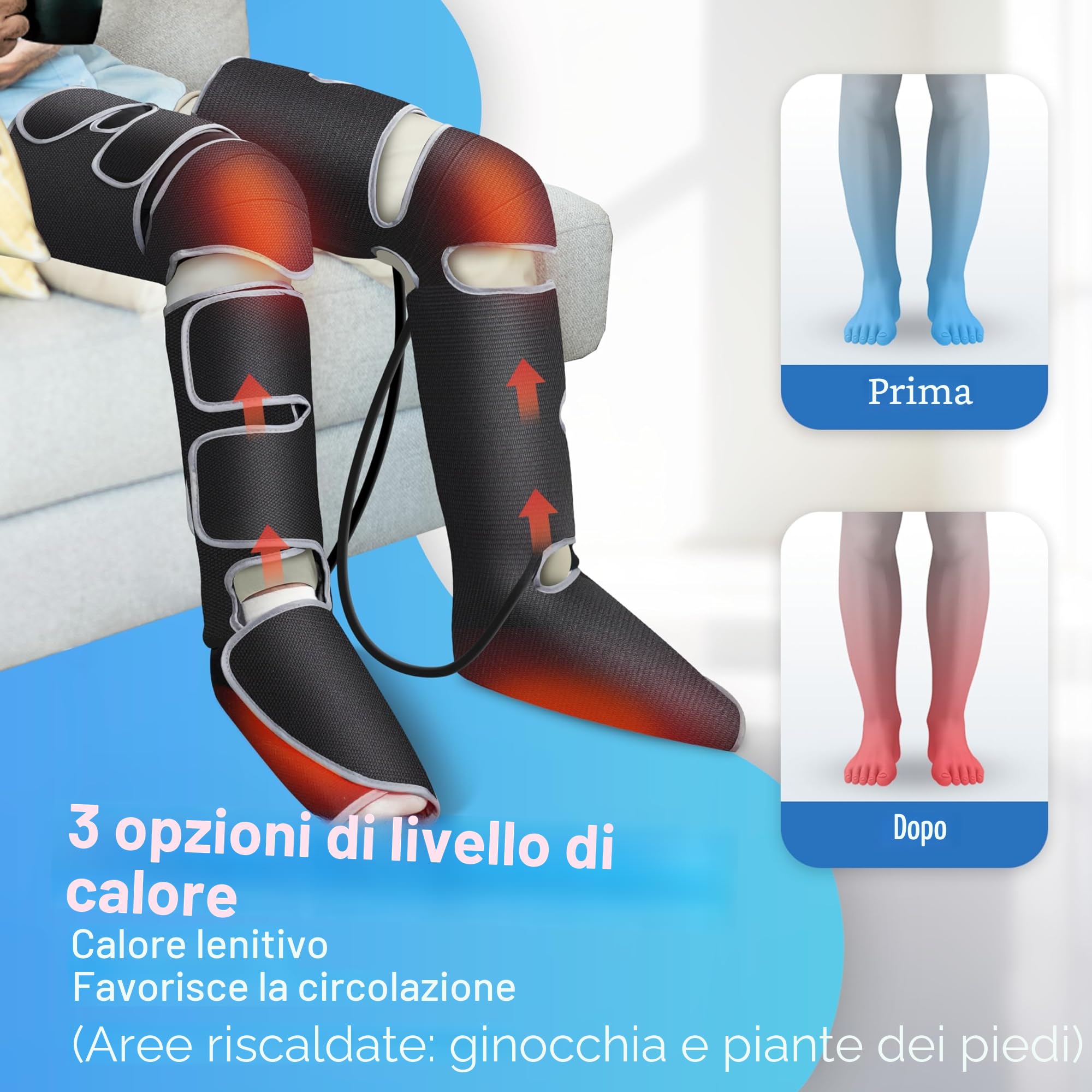 COMFIER Massaggiatore per gambe, a compressione, al polpaccio, con calore, regali per uomini, 3 impostazioni di calore e 3 intensità, nero