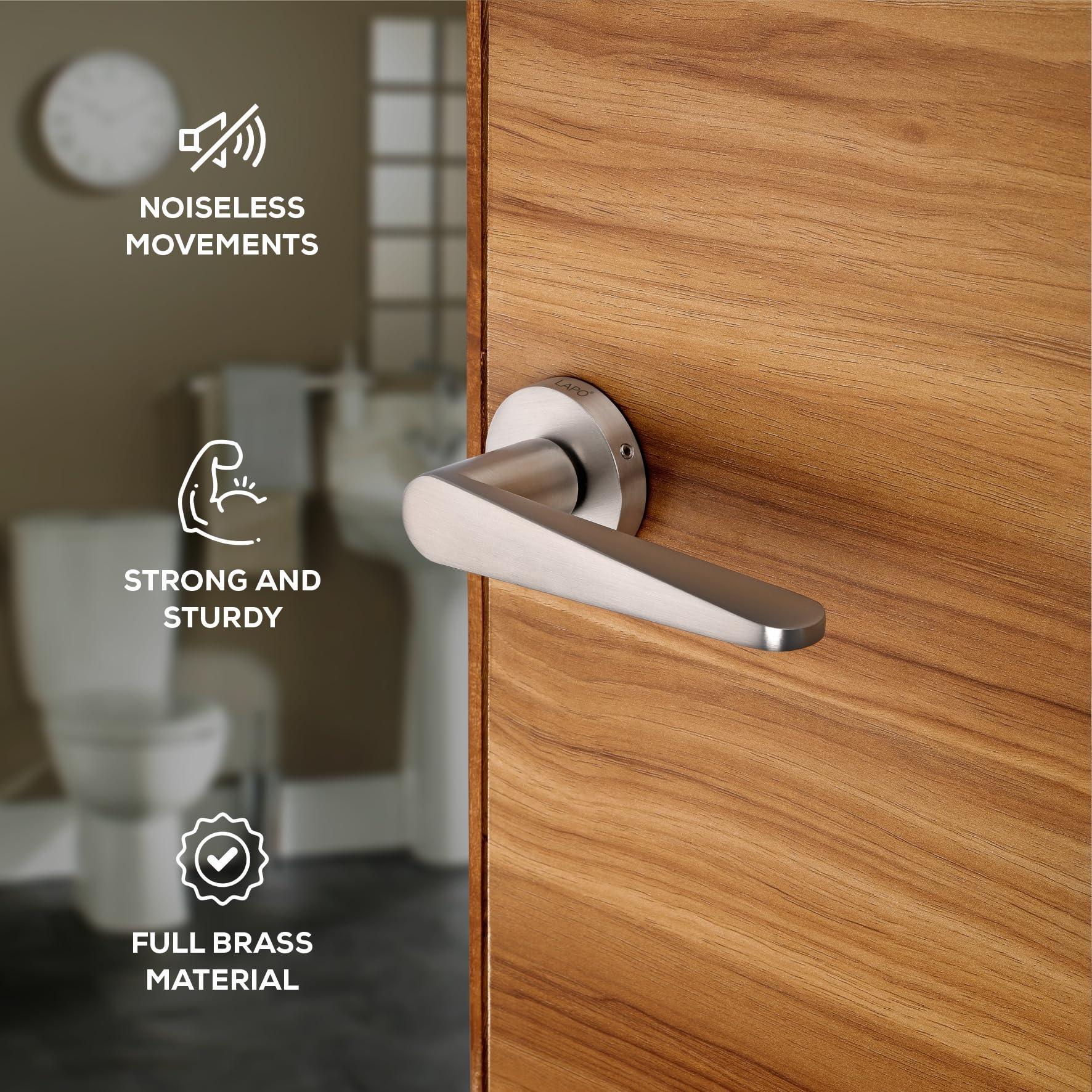 Lapo Deluxe Door Lock For Bathroom Door Lock, Balcony - Store Room Mortise Keyless Handlesets With Brass Baby Latch For Home,Office,Hotel | Matt Finish | 3 Years Warranty Ro-162