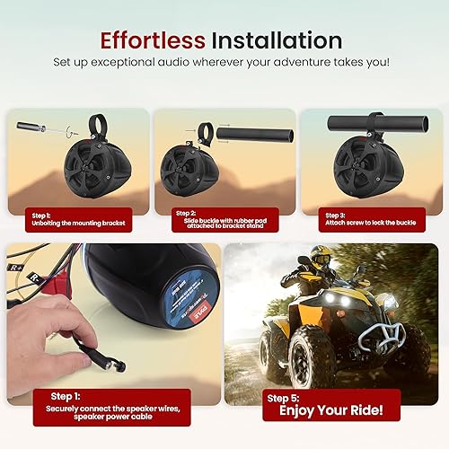 Vista 5 de Pyle Altavoces todoterreno duales impermeables de 2 vías, sistema de altavoces de torre Wakeboard de grado marino de 4 pulgadas y 800 vatios