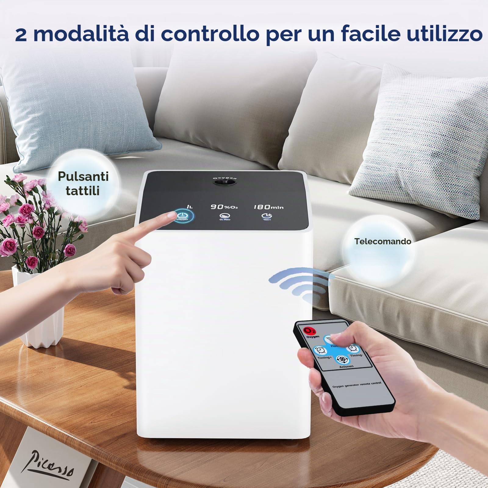 Dispositivo di ossigeno portatile, concentratore di ossigeno Xandoril per uso domestico,90%, 1-7L/min,Concentratore di ossigeno portatile