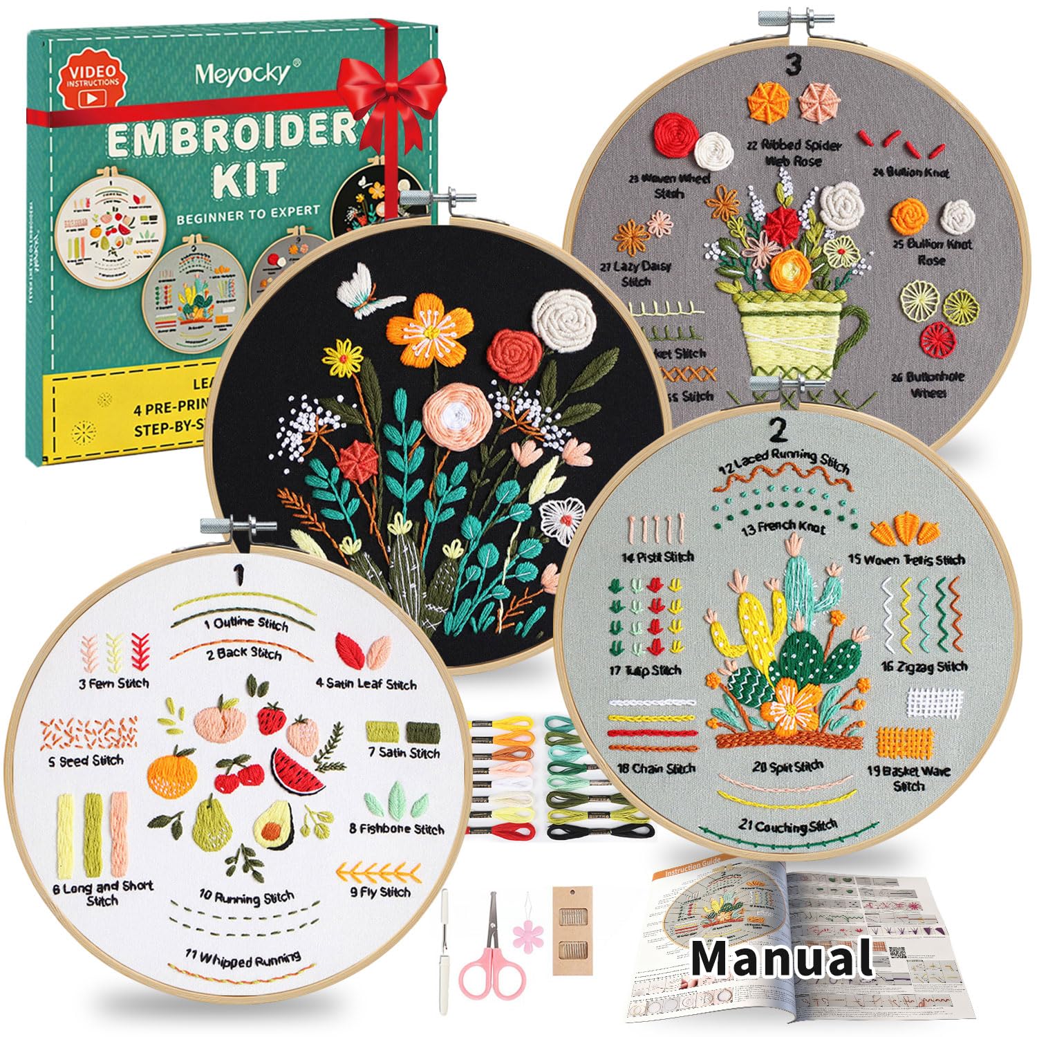 Beginner Embroidery Kit - Learn 31 Stitches -1