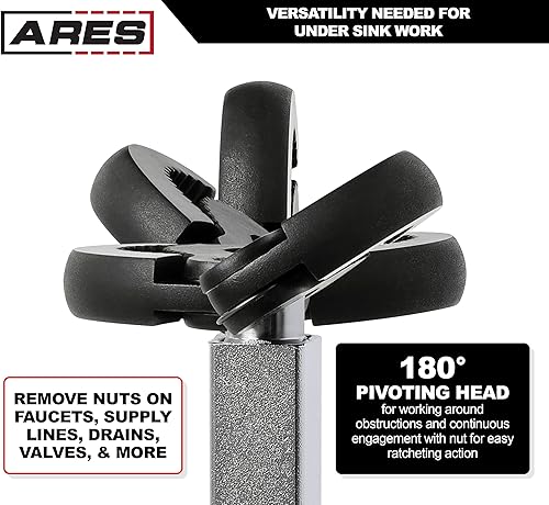Miniatura 3 de ARES 33001-Llave telescópica de lavabo de 11 a 16 pulgadas con mandíbula ajustable de 1 38 pulgadas - Las llaves de lavabo aumentan el acceso en