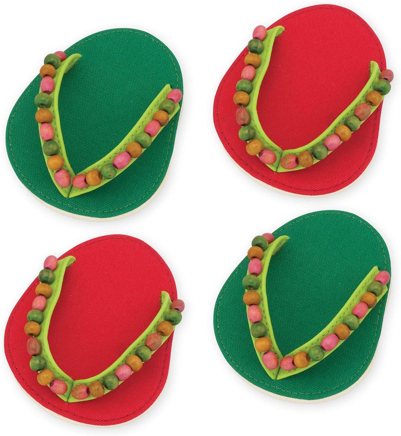 Drinkwear 4-Piece Garland Flip Flop Coasters for Wine, Beer and Cocktail