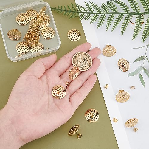 Miniatura 3 de DICOSMETIC 20 piezas de aretes de acero inoxidable en blanco con pasador de 0.031 in y agujero de bucle de 0.59 pulgadas, base de tamiz de color