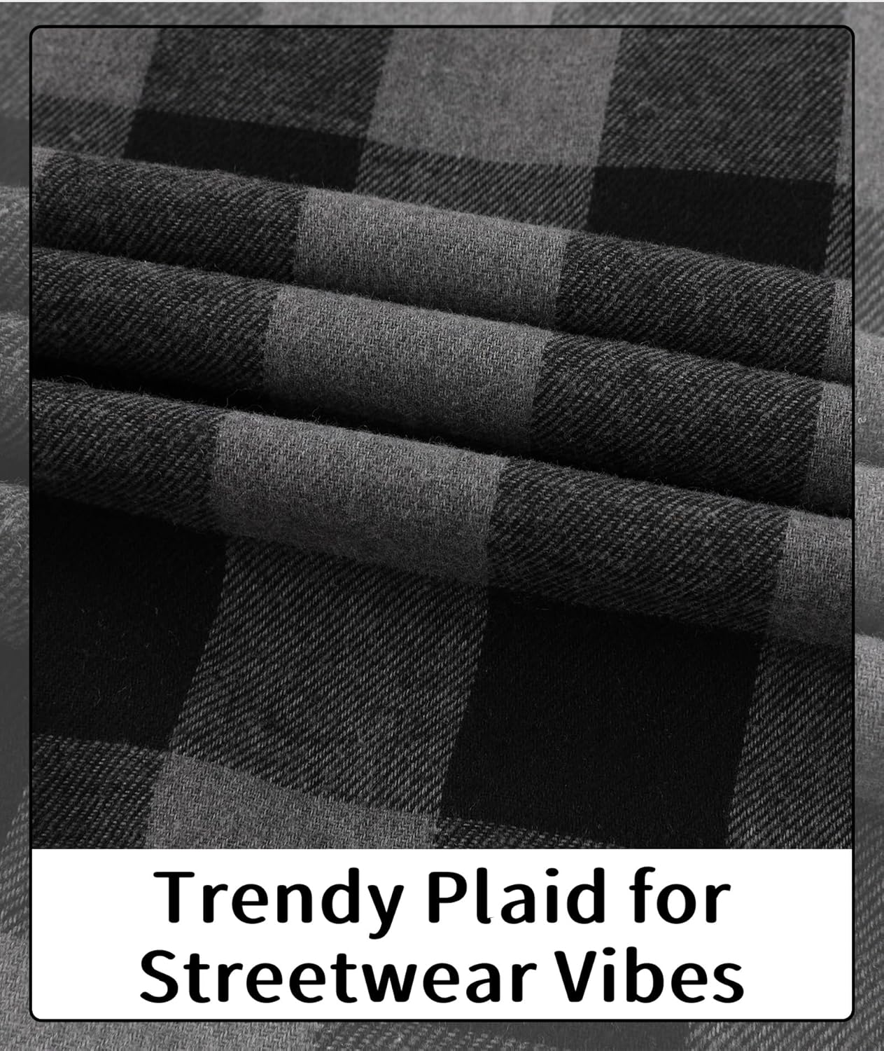 V VALANCH Men's Sherpa Lined Flannel Jacket with Hood – Zip Up Plaid Shirt Jacket Winter Outdoor Warm Outerwear Fleece Coat - Image 5