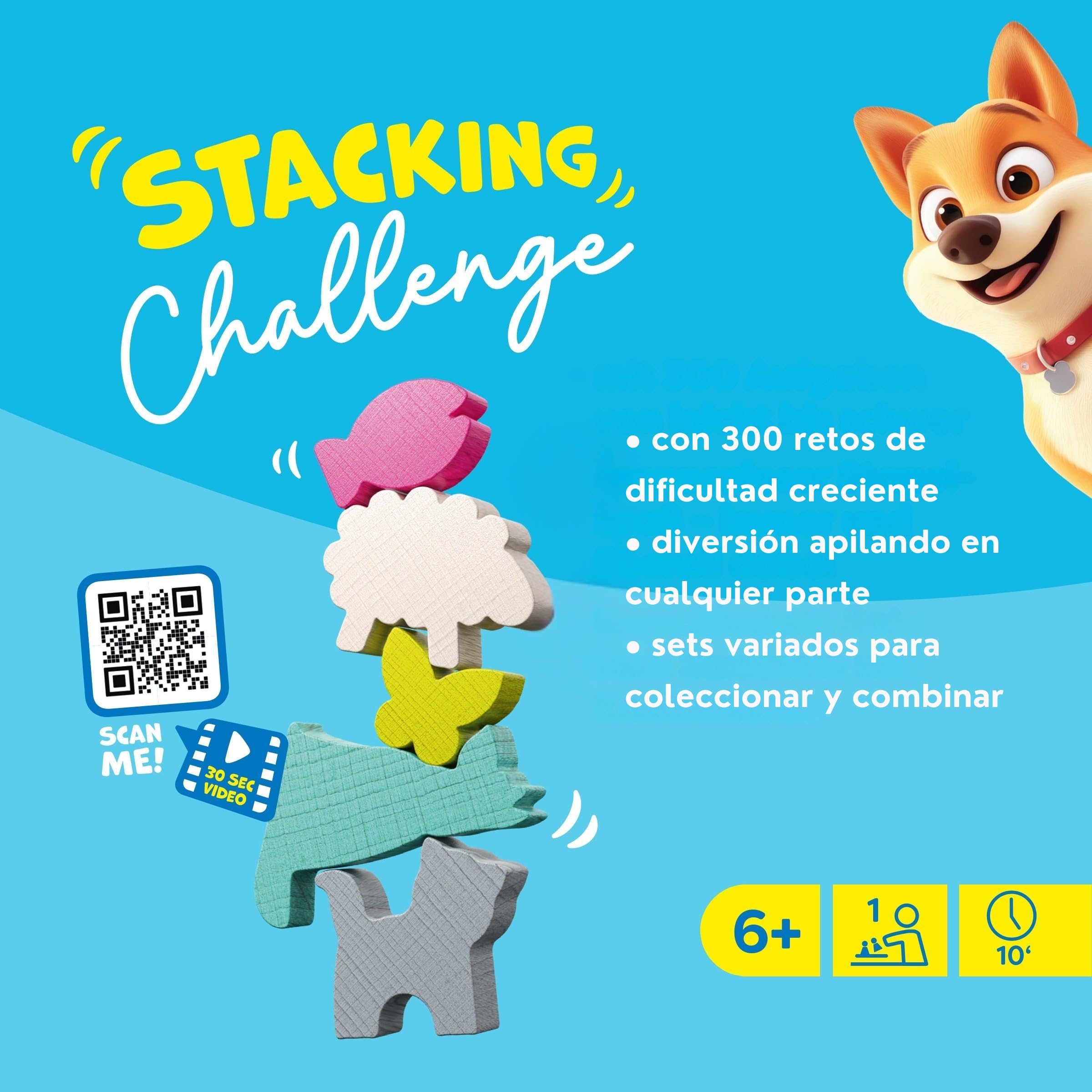 HABA 2013867001 - Stacking Challenge Animals, Juego Infantil con retos de apilar, Solitario, de Viaje. Más 6 años